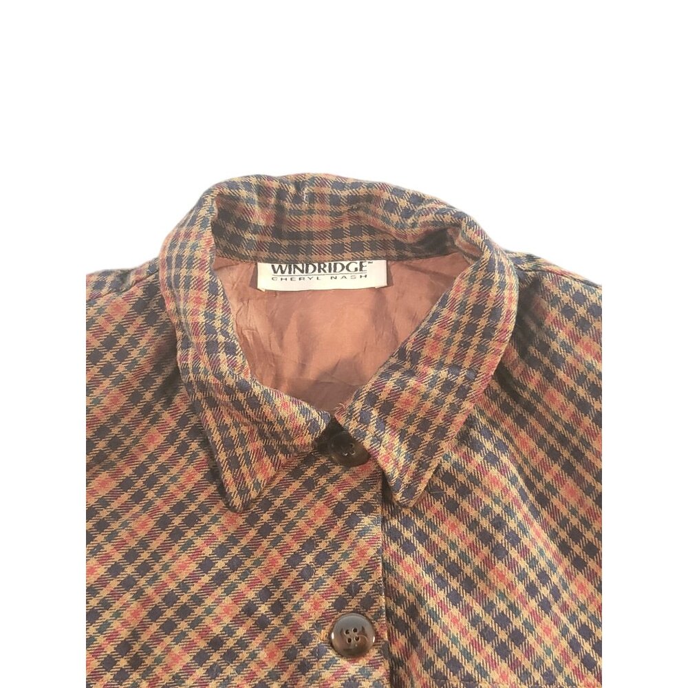 Vintage Windridge Cheryl Nash Blazer Jacket Women Sz S Ginger Plaid Rayon Boho - Picture 2 of 9